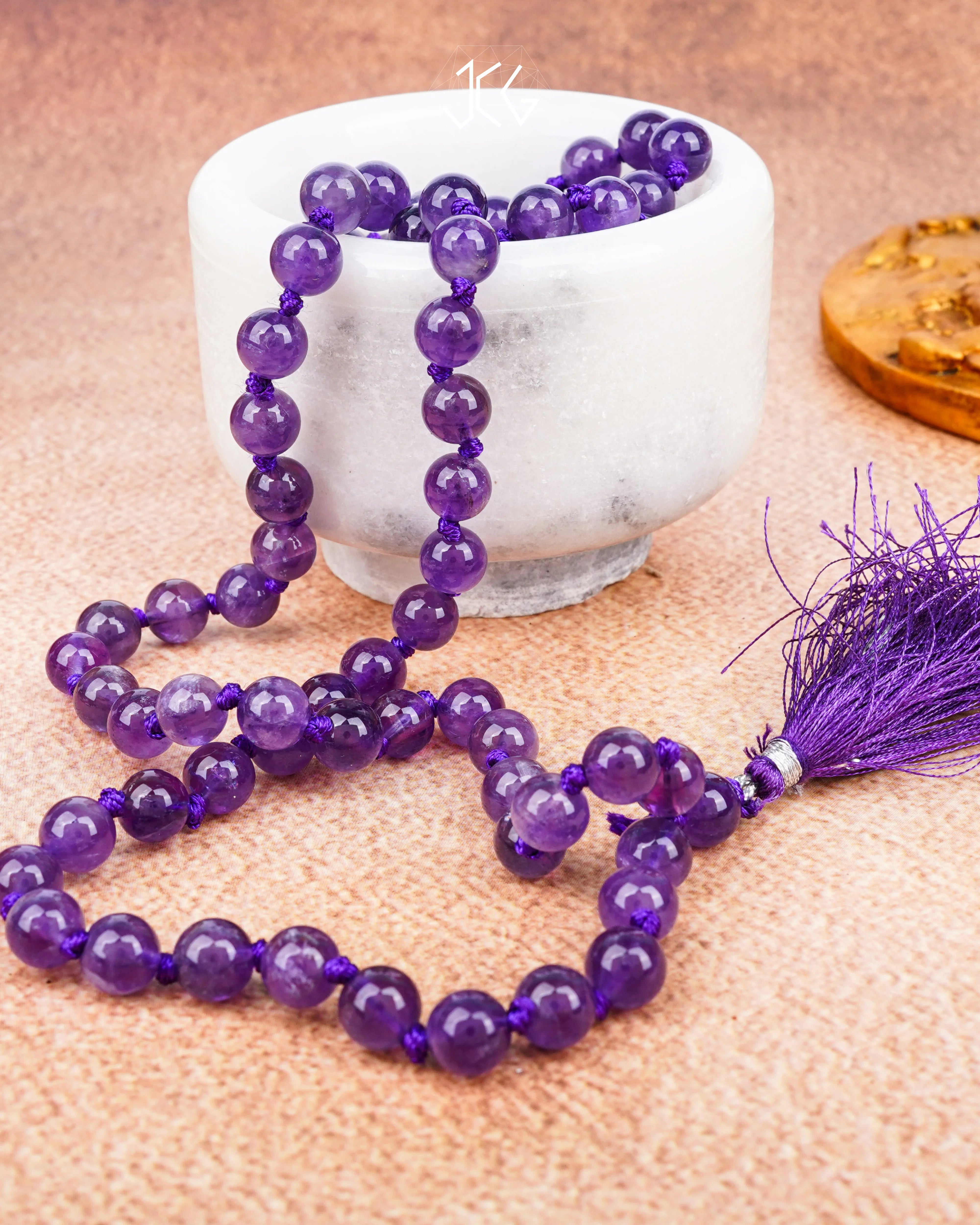 Amethyst Mala 108 beads Jaipur Crystal Gems